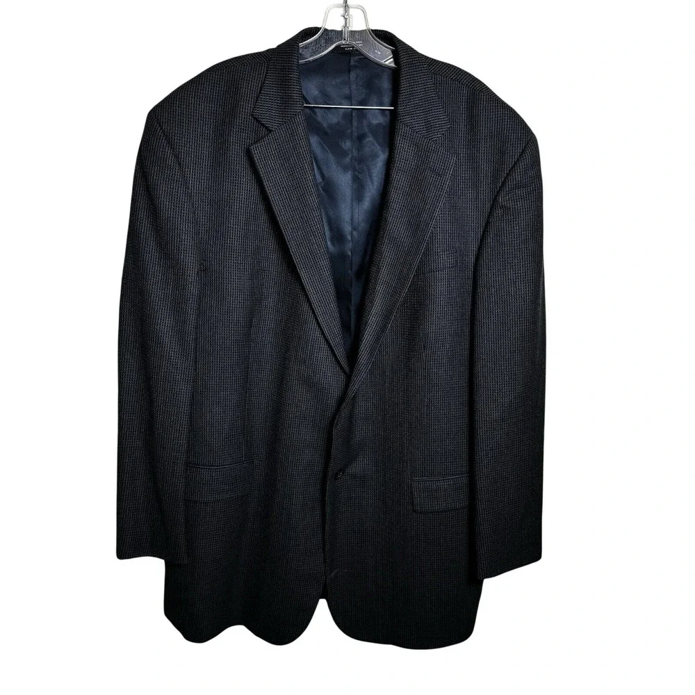 Vintage Baracuta 100% Wool Plaid Blazer Sport Coat Jacket Grey Blue Mens 48L‎